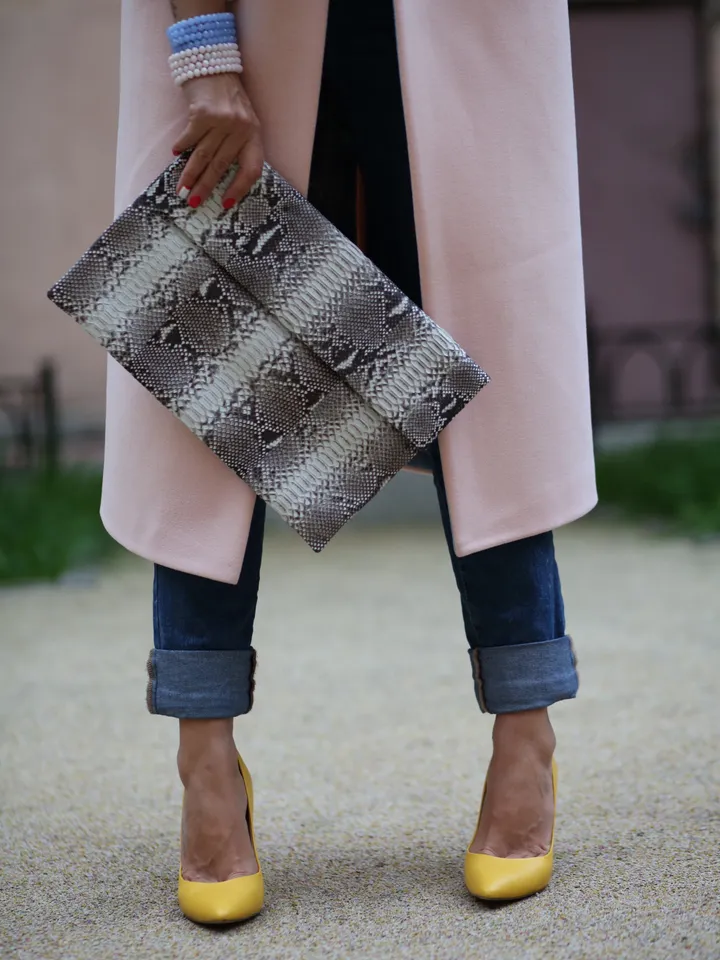 Genuine Python Skin Gray Envelope Clutch | Python Skin Bags |Exotic Leather Bags | Macbook air case | Leather Laptop Case | Folded Clutch