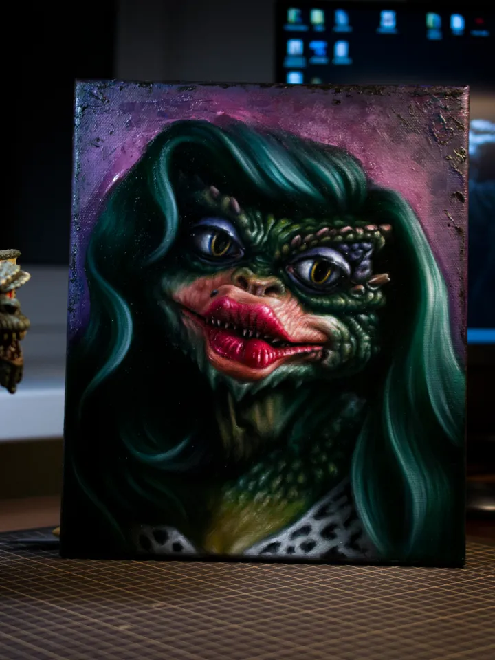 Original Oil painting Gremlin Greta