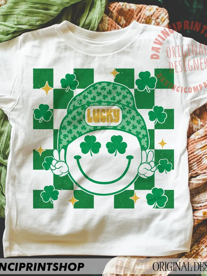 St Patricks Day Smile Faces PNG, Kid St Patricks png, Retro Groovy St patricks png, Toddler St patricks png, St patricks png, Shamrock png