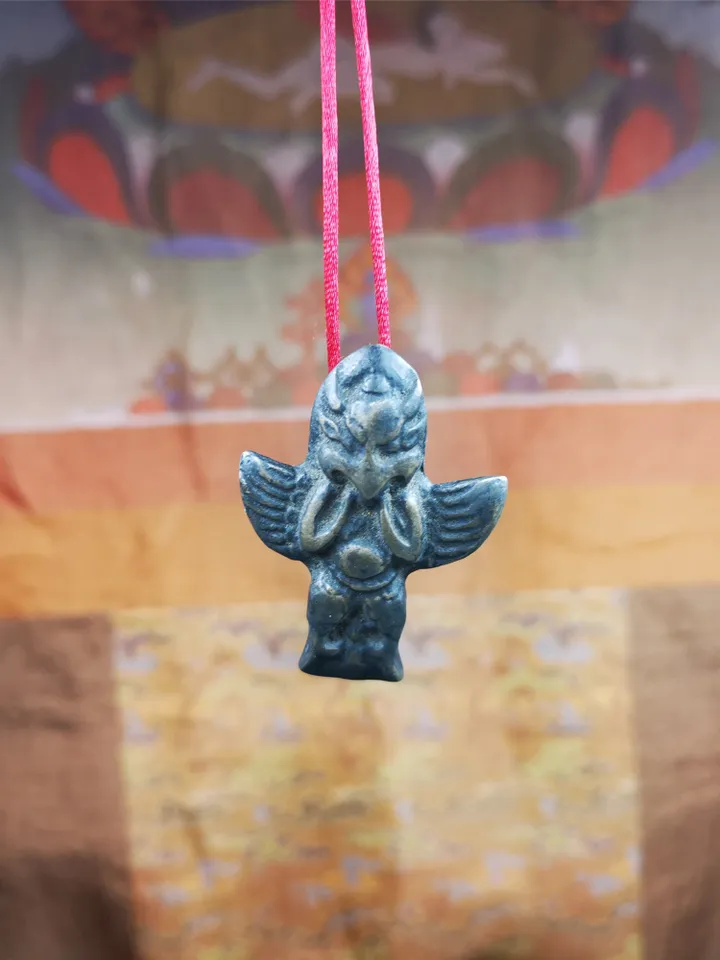 Gandhanra Antique Tibetan Buddhist Amulet Pendant,Garuda,Garula,Suparna,Golden-winged Bird,Made of Thokcha, 1.77"