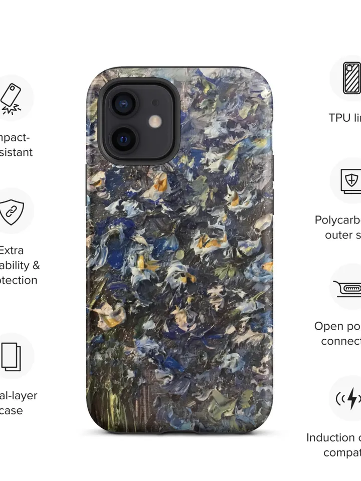 Forget me not bouquet flowers Tough iPhone case,made from my original oil painting,unique gift for her.