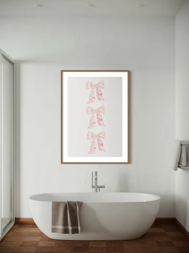 Pink Bow Watercolor Painting, Light Soft Pastel, Nursery Decor, Little Girl Nursery, Blush Pink Gallery, Kids Print, Bow Art,Gift For Girl