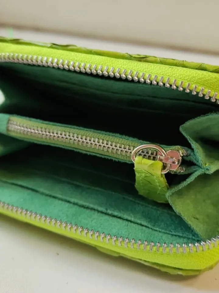 Genuine python skin green wallet | Small wallet | Exotic leather wallet | Women wallet | Snake trendy Wallet | Snakeskin designer wallet