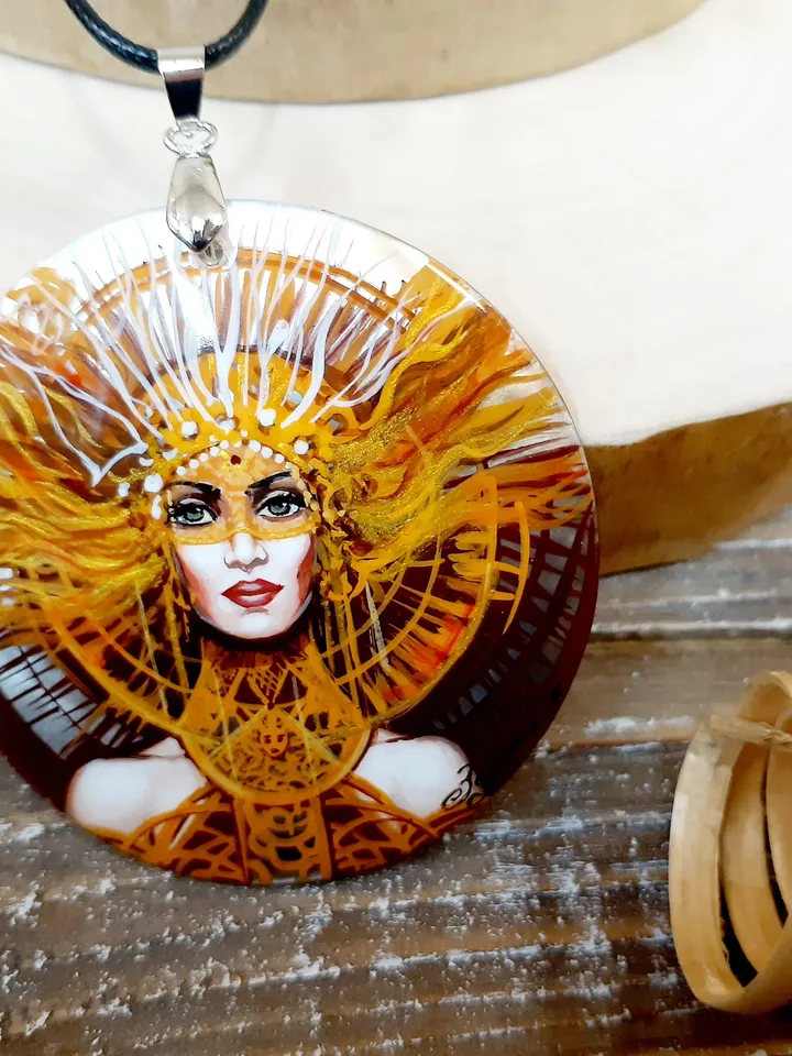 Pearl pendant necklace: Fiery beauty of women on astonishing pendant. Outstanding handmade jewelry for evening dress. Gift for a bright girl