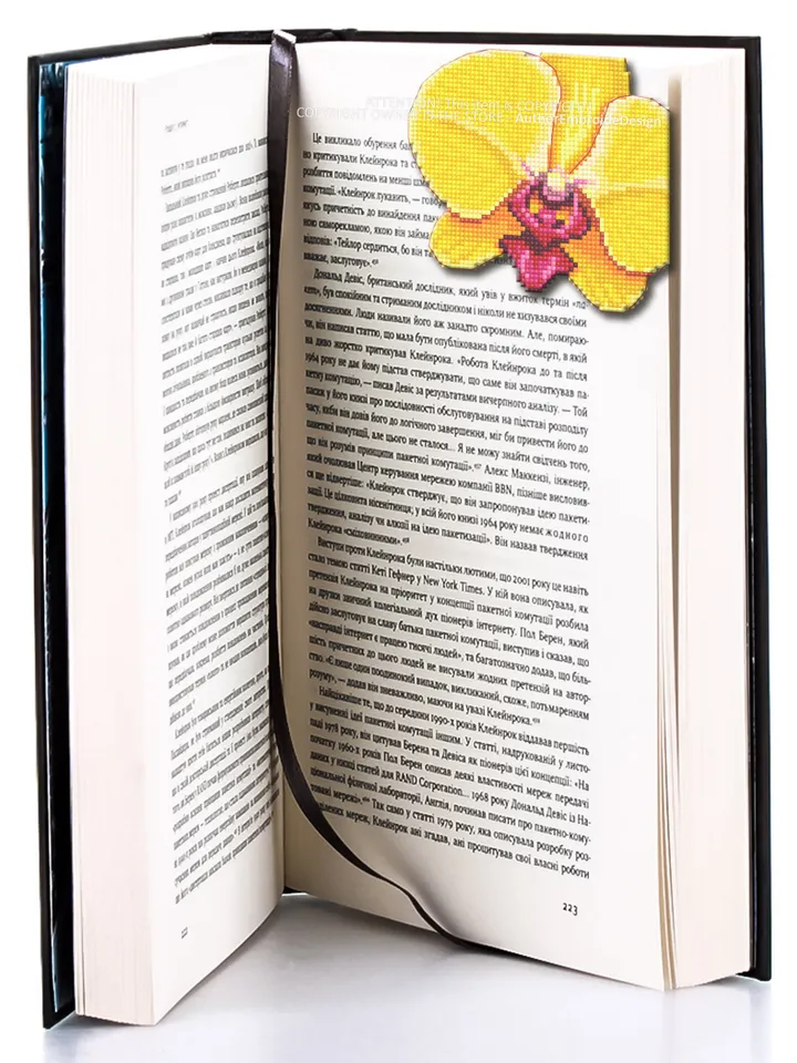 Corner bookmark cross stitch pattern PDF download Yellow orchid cross stitch chart Flower bookmark pattern digital PDF Book lover gift #B315