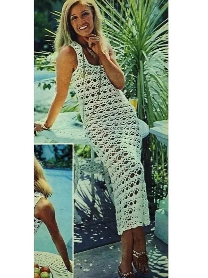 Dress crochet, long short dress, crochet tunic, women ladies lace dress pdf instant download