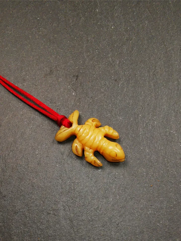 Gandhanra Handmade Tibetan Amulet,Yak Bone Carved Scorpion Guru of Padmasambhava,1.2"