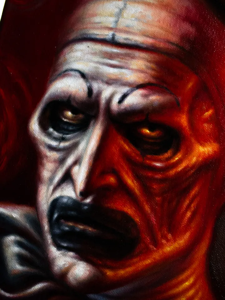 Original oil painting Terrifier Art the Clown