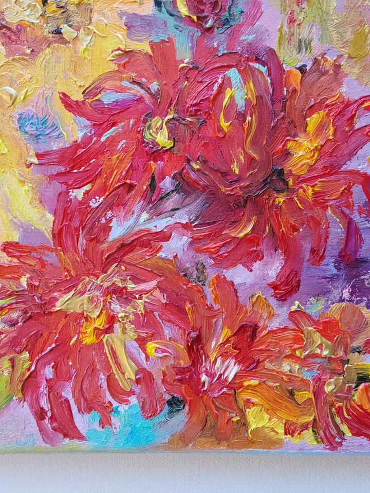 "Still life. Sunflowers" oil painting on canvas 30x30cm (12x12inch)