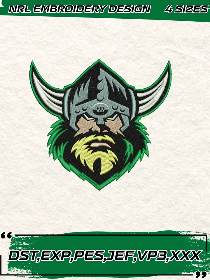 Canberra Raiders Logos Embroidery Design,NRL Machine Embroidery Digitized Pes File,4 Sizes, Instant Download