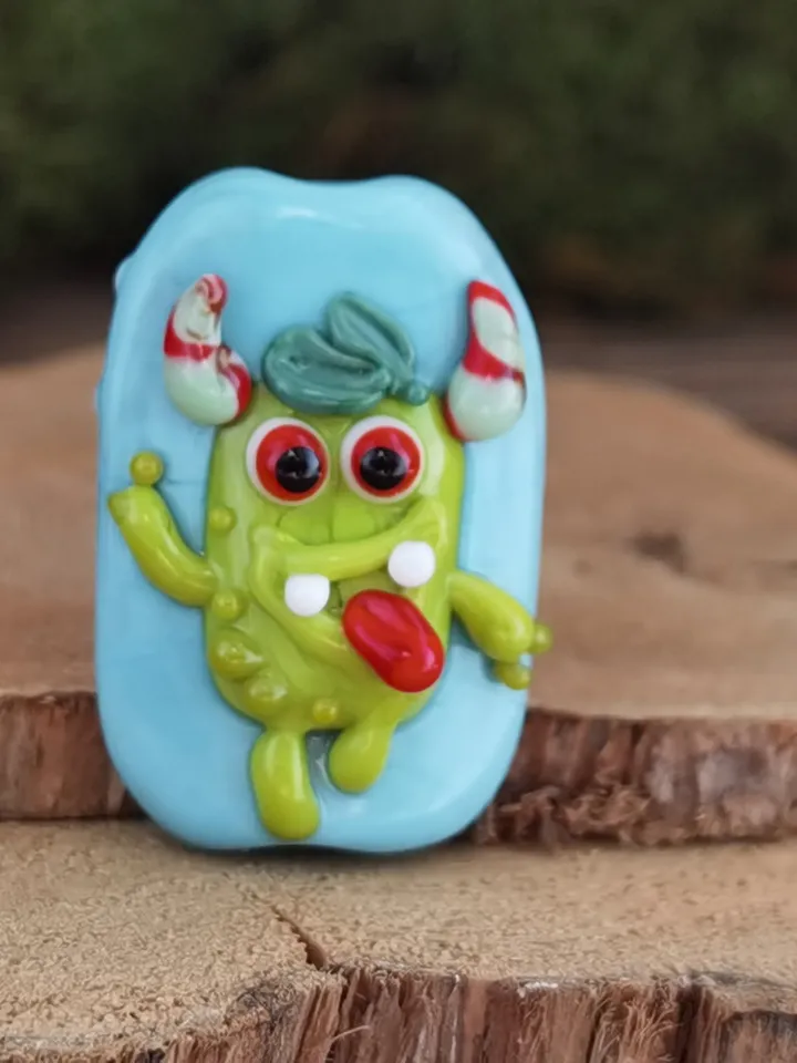 LAMPWORK BEADS Halloween beads Glass beads Zombie beads Monster beads