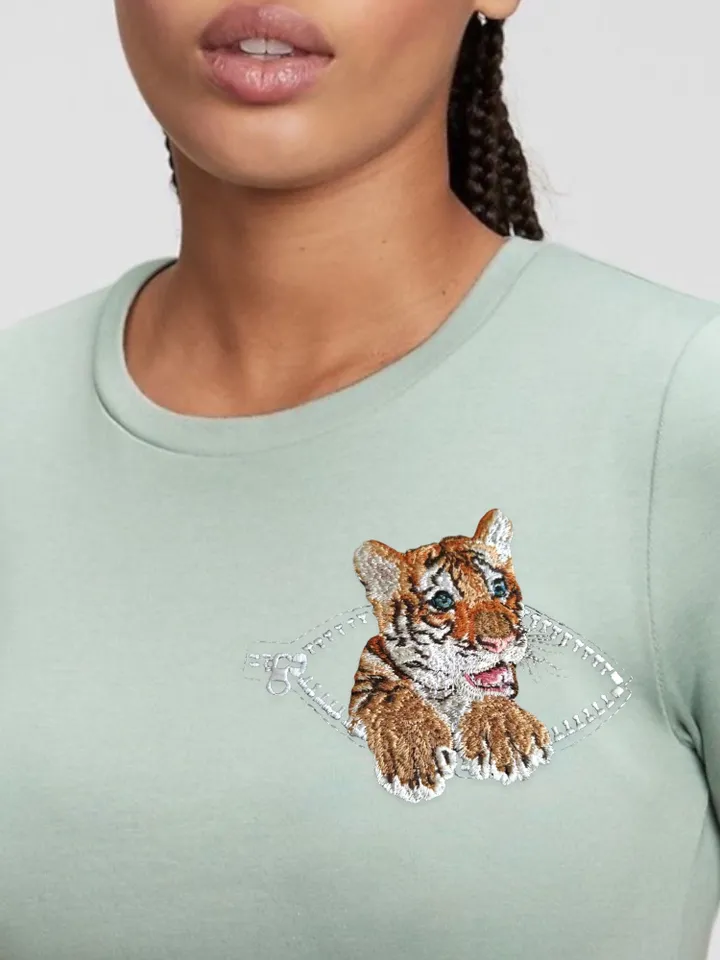 Tiger cub in a zipper pocket Miniature realistic machine embroidery design Pet design tiger realistic pattern tiger cub embroidery motif