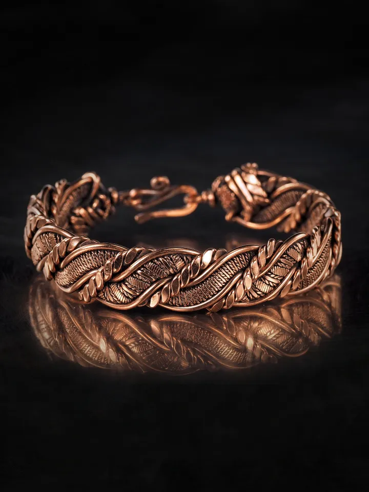 Woven copper wire bracelet Antique style handcrafted copper jewelry Unique gift