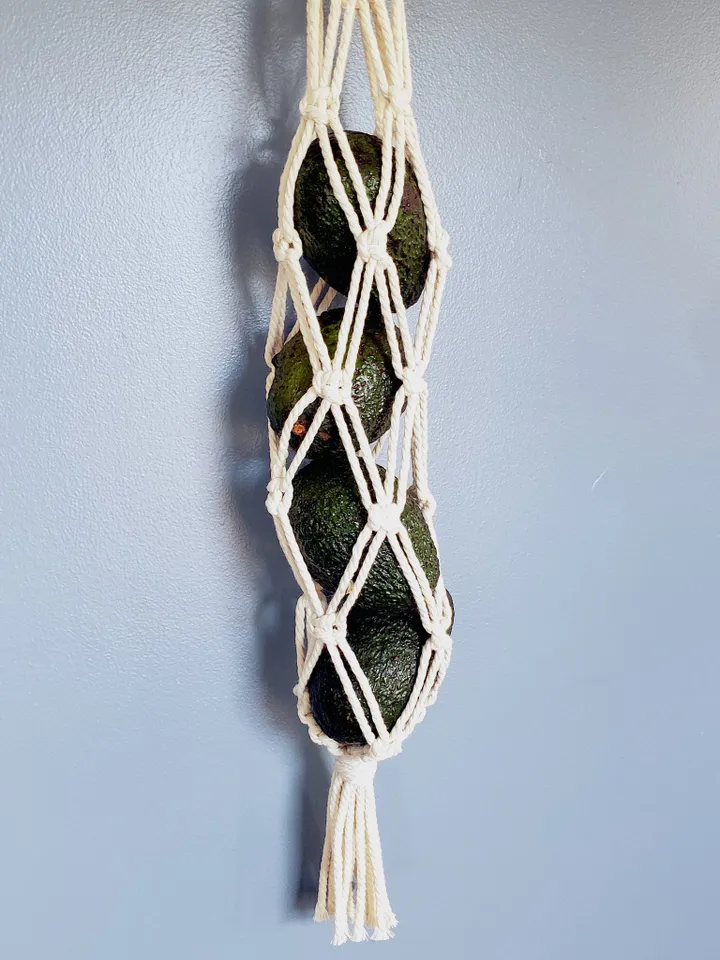 Macrame Produce Bag MEDIUM Size Hang Avocados Onions Oranges Potatoes and Other Fruits & Vegetables in a Breathable Boho Style Net