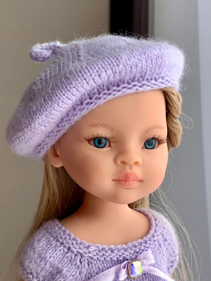 PDF SIMPLE Doll Beret Knitting Pattern & Tutorial Paola Reina digital 12-13 inches engish text