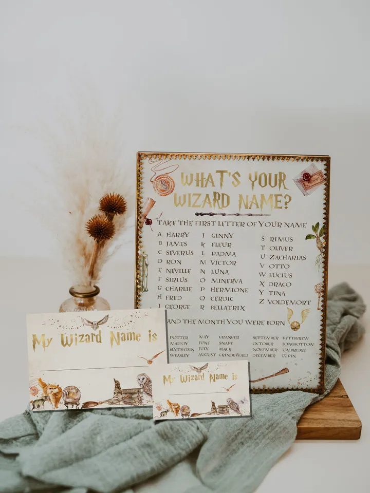 What's Your Wizard Name; Wizard Baby Shower Birthday Template; Magic School Party template; Instant Download;