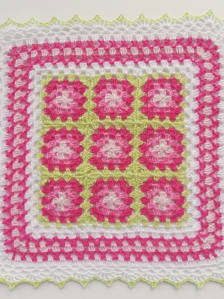 Miniature Pink and Green Lacy Blanket