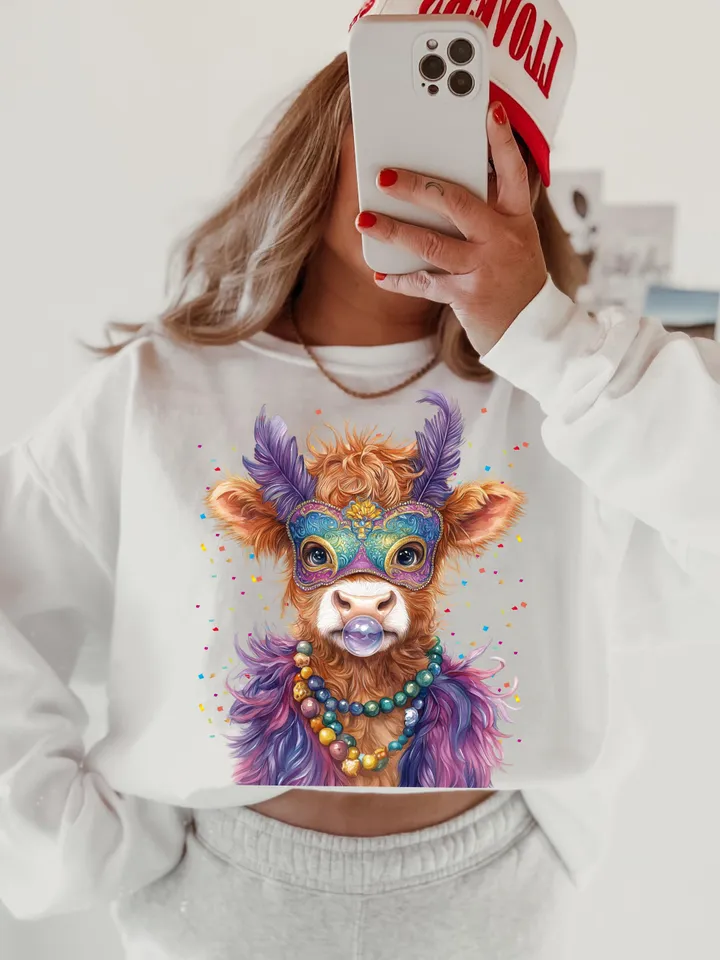 Retro Mardi Gras PNG, Highland Cow Png, Fleur De Lis Png, Mardi Gras Png, Mardi Gras Coquette Png, King Cake Png, Louisiana Crawfish Png