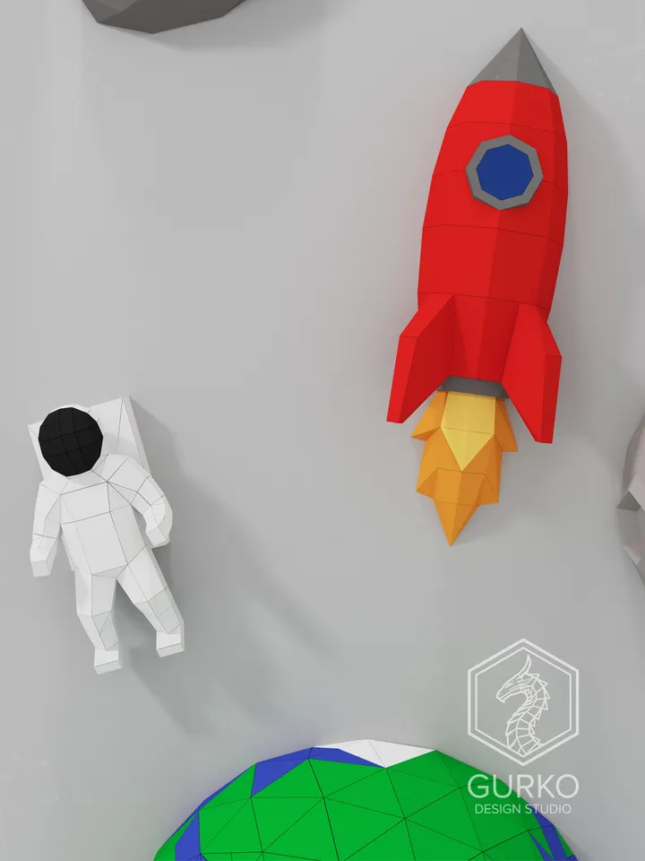 Space Papercraft, Digital Template, PDF Download, Gurko, 3D Low Poly, Pepakura, DIY Origami Sculpture, Paper Decor, DIY Gift