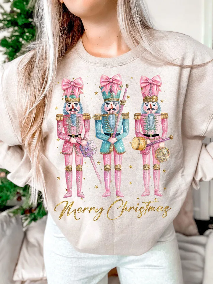 Glitter Nutcracker Friends PNG, Pink Christmas PNG, Coquette png, Pink bow png, Pink Christmas PNG sublimation, Coquette Christmas png