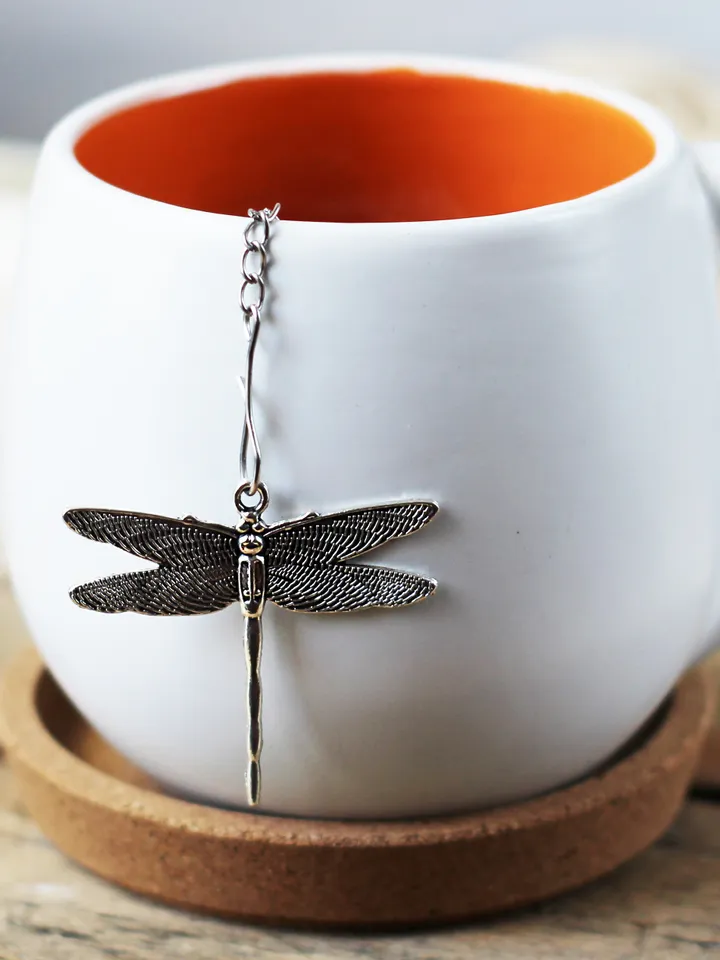 Dragonfly tea strainer for loose leaf tea, Tea infuser with insect charm, Tea Steeper with Dragonfly