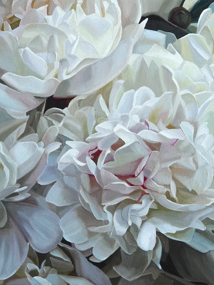 White peonies oil painting