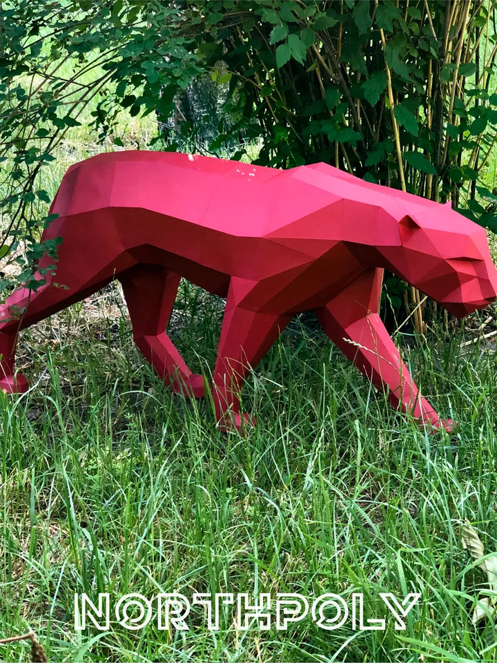 Panther Papercraft, Cat, Digital Template, PDF Download, Gurko, 3D Low Poly, Pepakura, Origami Sculpture, Paper Party Decoration, DIY Gift