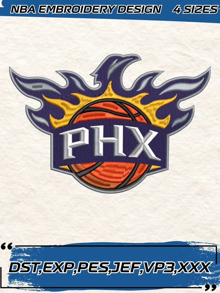 Phoenix Suns Logos Embroidery Designs,NBA Logo Embroidery Files, Machine Embroidery Design File, 4 Sizes,Digital Download