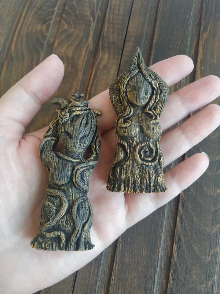 Mother Earth Goddess Gaia Wiccan Pagan statue Nature witch doll Wicca birth art sculpture Figurine Idol fertility Amulet Altar doll gift
