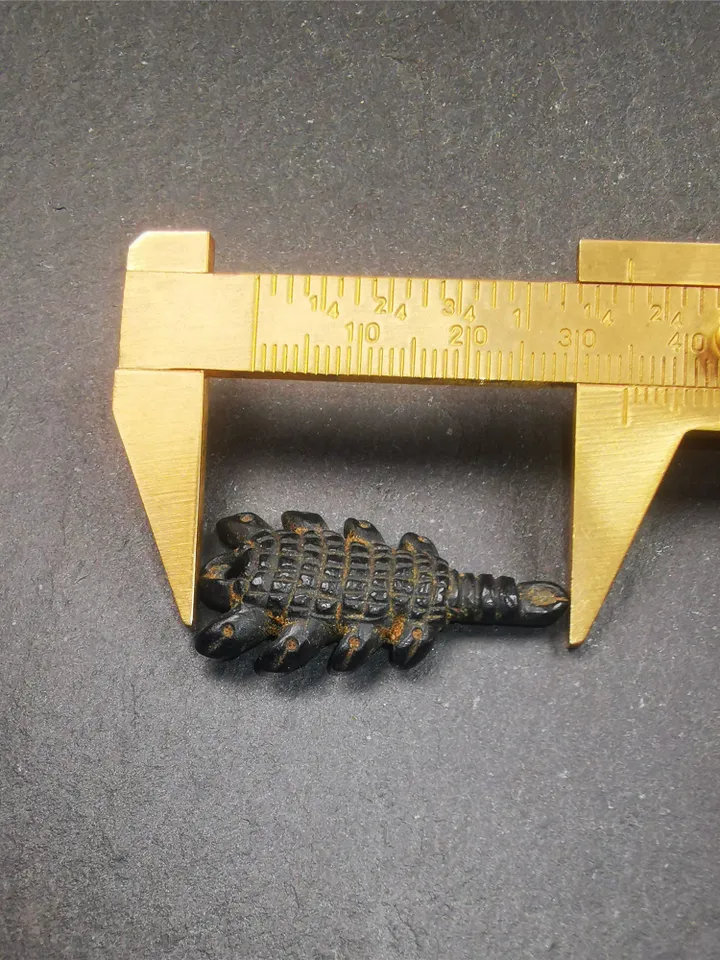 Gandhanra Handmade Tibetan Amulet,Obsidian Carved Scorpion Guru of Padmasambhava Pendant,1.38"