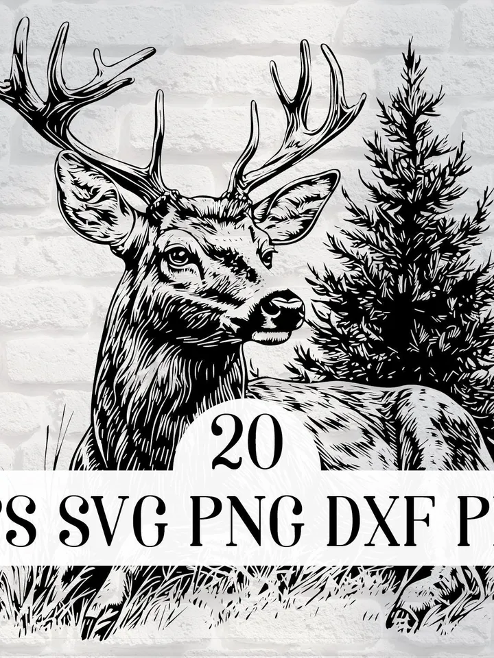 Vector Deer Design Bundle 20 cute Fawn PNG for Sublimation Deer SVG file for cricut, wild Fawn Laser Cut file for engraving, Print wall art