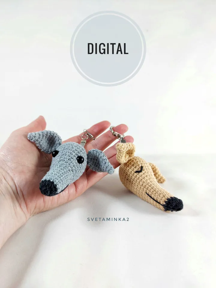 Crochet Keychain Pattern Amigurumi Dog Greyhound, Whippet, Galgo, Italian Greyhound, Sighthound, Lurcher. Digital Download. PDF.