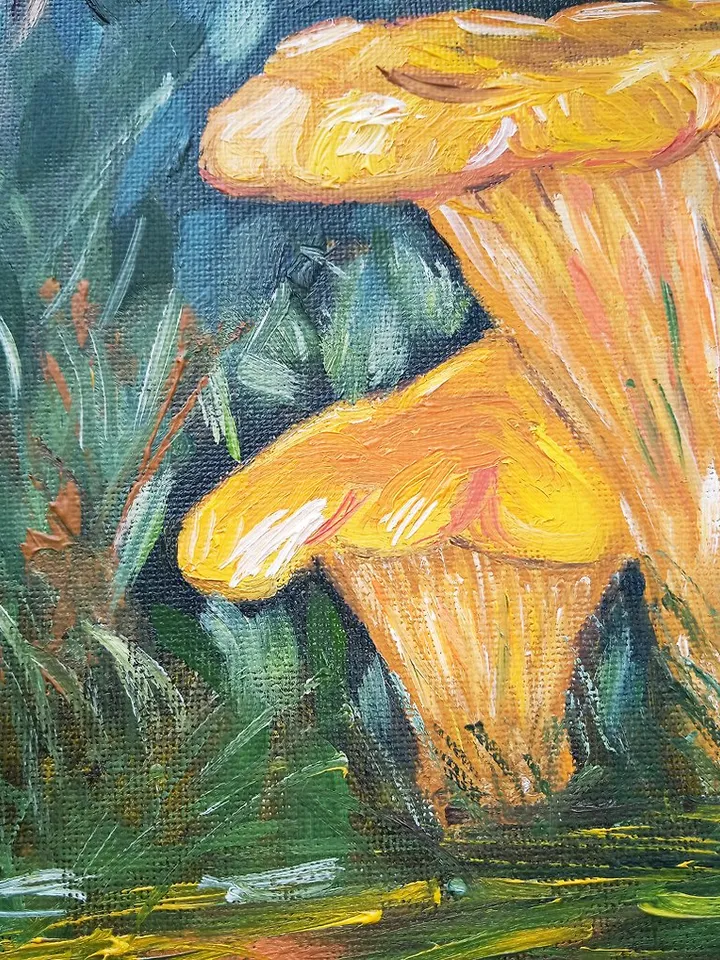 Yellow Mushrooms Mushroom Art Mushroom Landscape Dining Room Decor