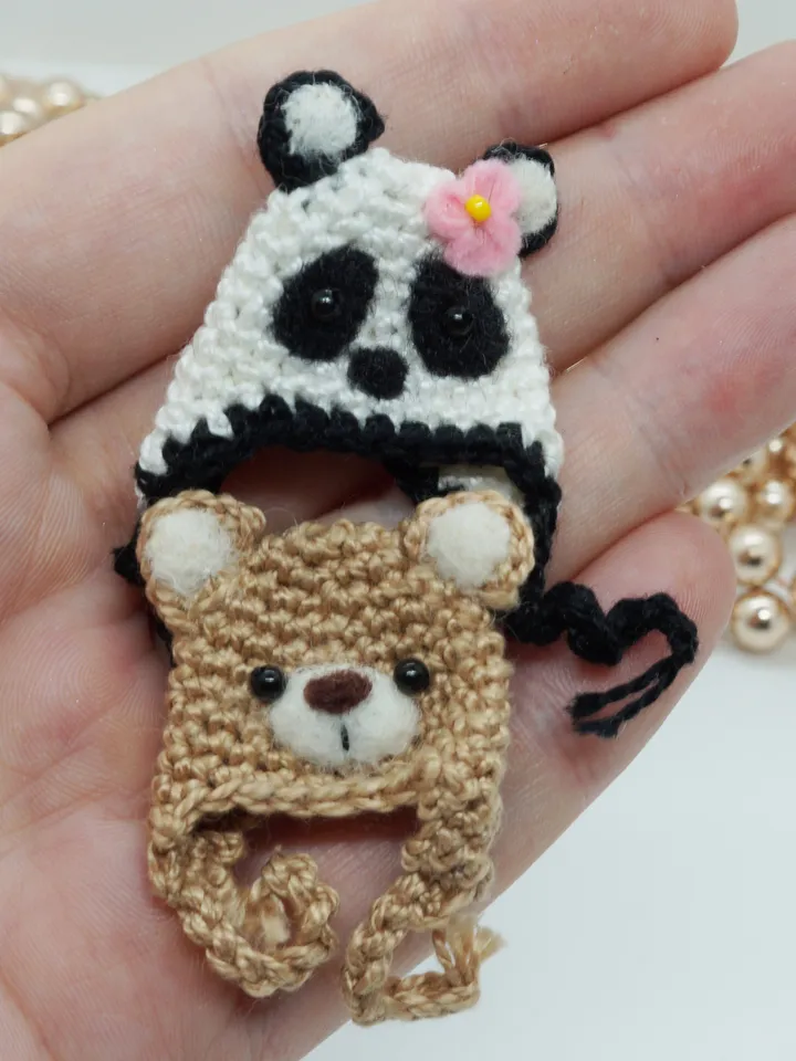 Miniature crochet hat for your toy, doll hat, will fit mice, raccoons and foxes from my shop, bear hat, cute hat, made to order