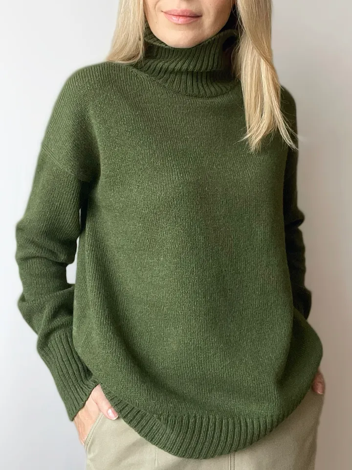 Green merino sweater for women
