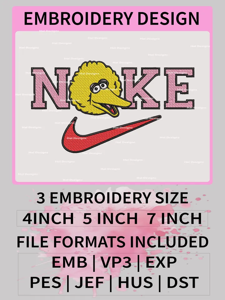 Nike Big Bird Embroidery Designs, Sesame Street Machine Embroidery Design, Embroidery Design, Embroidery Machin