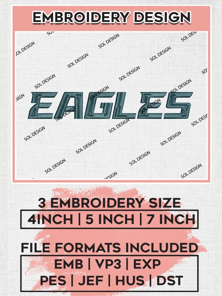 NFL Philadelphia Eagles Wordmark Embroidery Design Files, NFL Eagles, NFL Logo Embroidery Files, NFL Philadelphia Eagles Machine Embroidery Design, Digital Downloadad