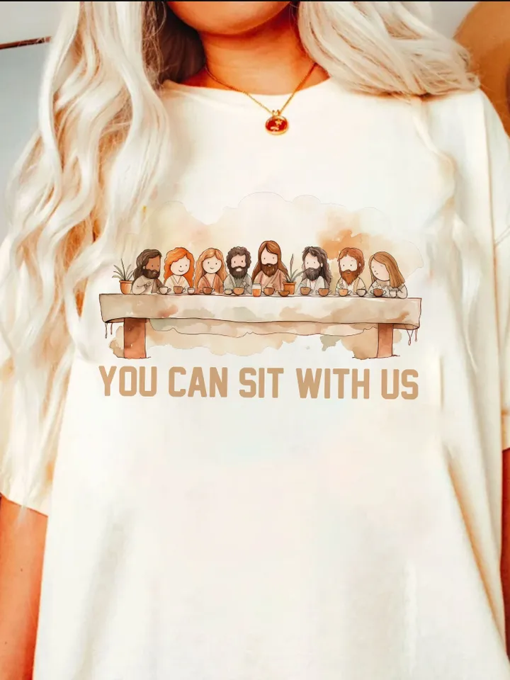 Easter Jesus png, Christian Sublimation Jesus png, You Can Sit With Us, Faith Shirt Easter Lord's Last Supper Disciples, Jesus Sublimation