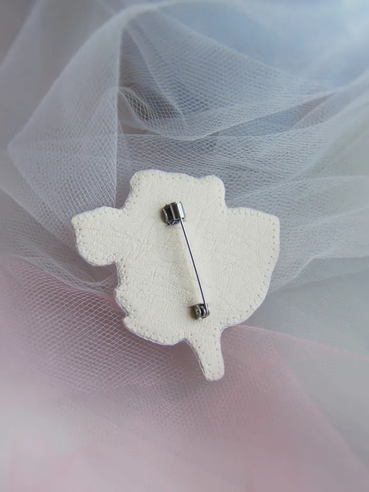 Rose Bud Brooch. Embroidered brooch, artistic satin stitch.