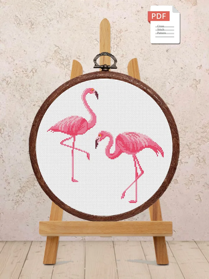 Flamingos Cross Stitch Pattern, Animals Cross Stitch, Embroidery Flamingo, Flamingo xStitch, Flamingo patterns, Modern Cross Stitch #anm030