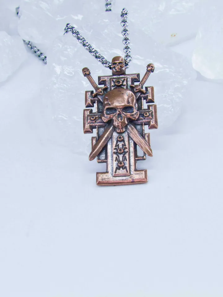 Pure Copper Ordo Xenos Insignia with Skull and Crossed Swords