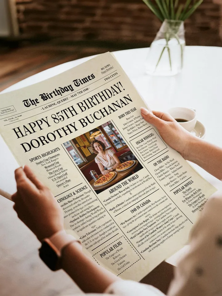 1940 birthday newspaper 85th printable poster canada 85th birthday gift back in 1940 birthday party decorations canadian fun facts