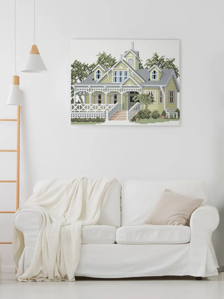 Vintage Cross Stitch Pattern Victorian House Counted Digital Download PDF