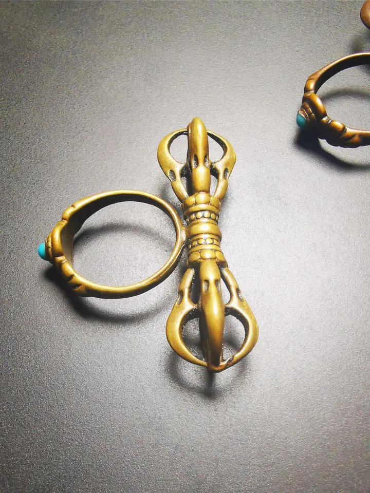Gandhanra Handmade Tibetan Vajra Ring,Buddhist Protection Jewelry