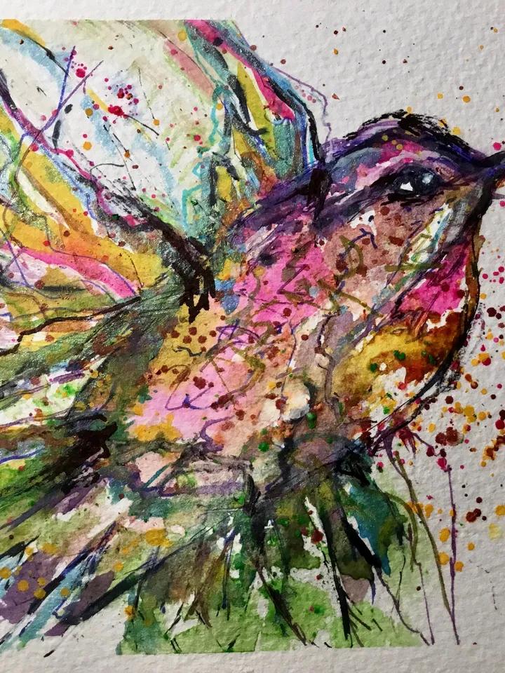 Set of 2 hummingbirds original watercolour painting,diptych birds watercolor painting,small paintings unique love gift