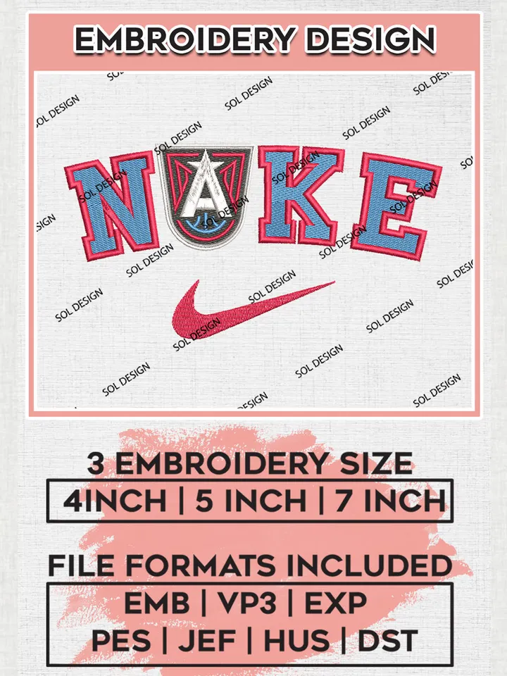 Nike WNBA Atlanta Dream Logo Embroidery Files, WNBA Atlanta Dream Embroidery Designs, Basketball Teams, 3 sizes, WNBA Machine embroidery designs, Digital Download