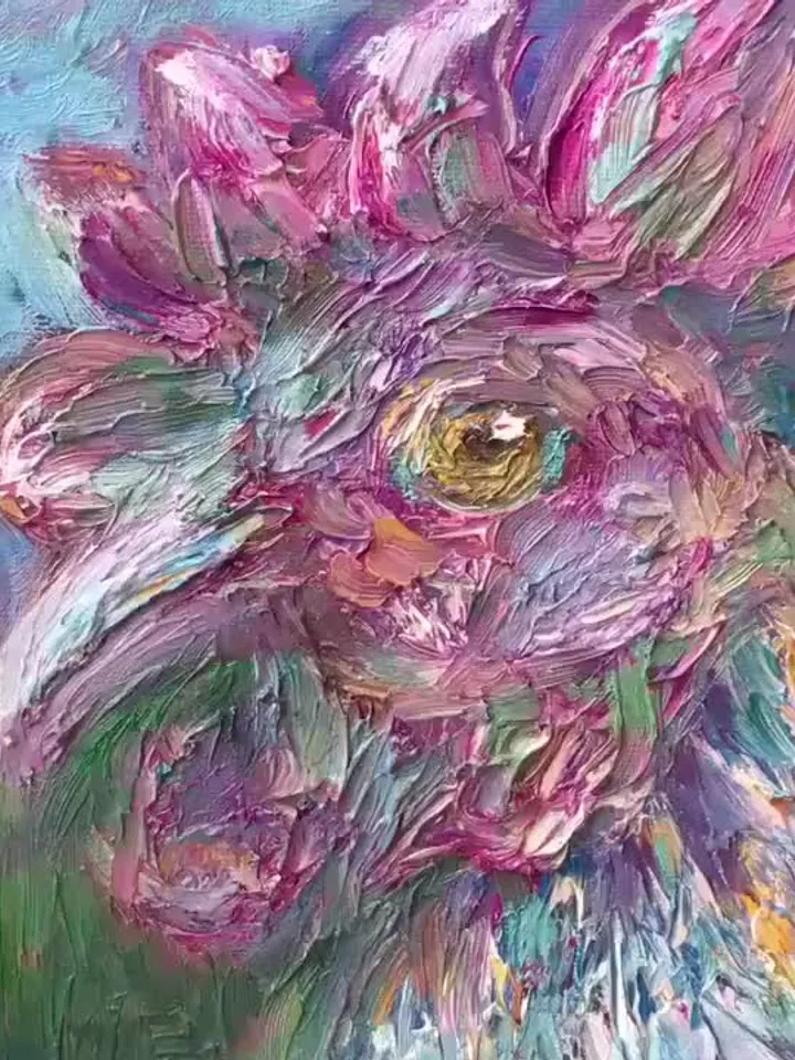 Red Rooster original oil painting on canvas,birds painting,small canvas art,aceo painting,kitchen decoration,gift.