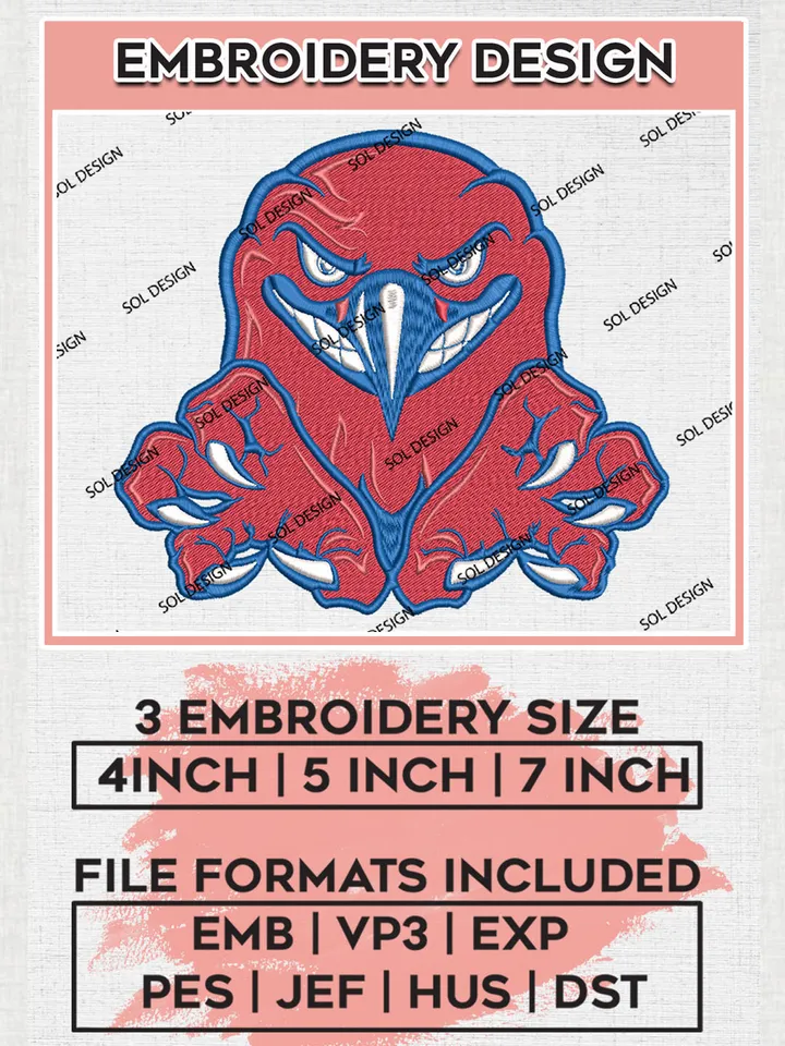 UMass Lowell River Hawks Team Logo Mascot embroidery designs, NCAA UMass Lowell River Hawks Logo Machine embroidery files, NCAA Team Logo embroidery designs, NCAA Game Day Machine embroidery designs, Digital Download