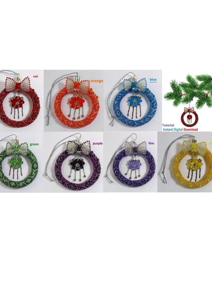 Tutorial Beading Christmas tree decoration,New Year's decor for home-office. Bead Rope, Instant Download, PDF