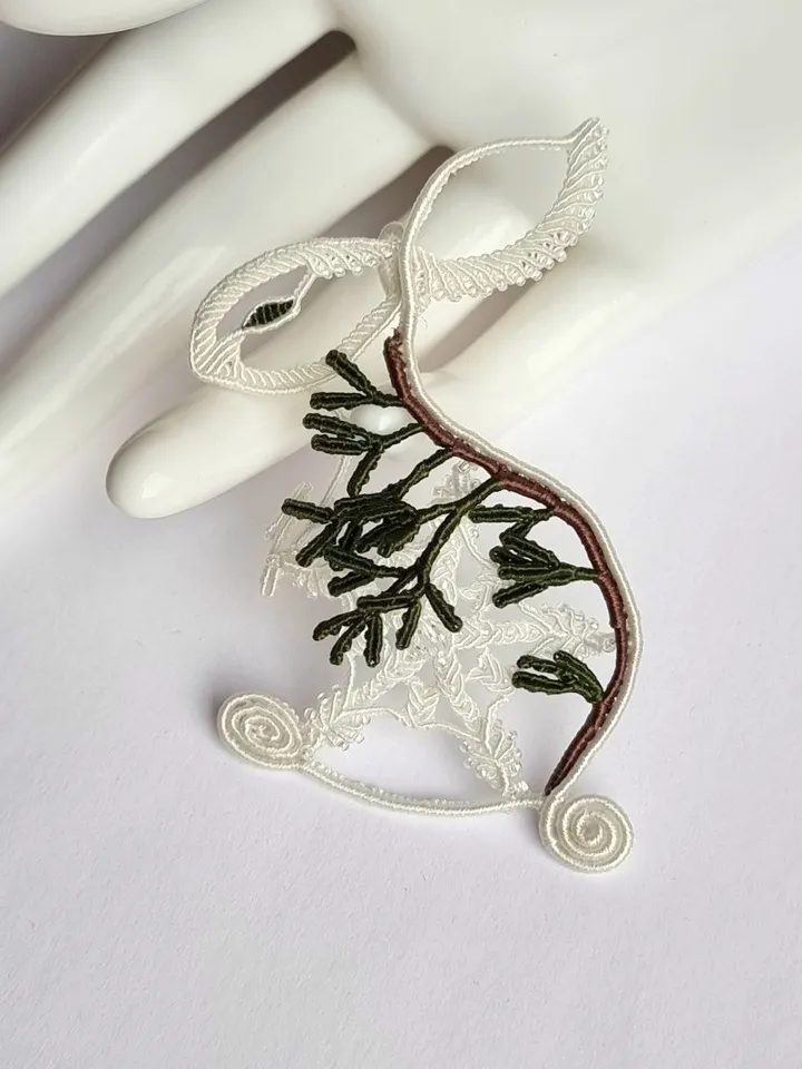Winter Hare Micro-Macrame Brooch and Pendant